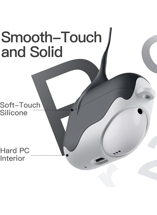 Jetech Upgraded Silicone Case Cover For Airpods Pro 2Nd 1St Generation 2023 2022 2019 With Keychain Hard Pc Interior Shockproof Protective Skin Shell Front Led Visible Black - Image 3