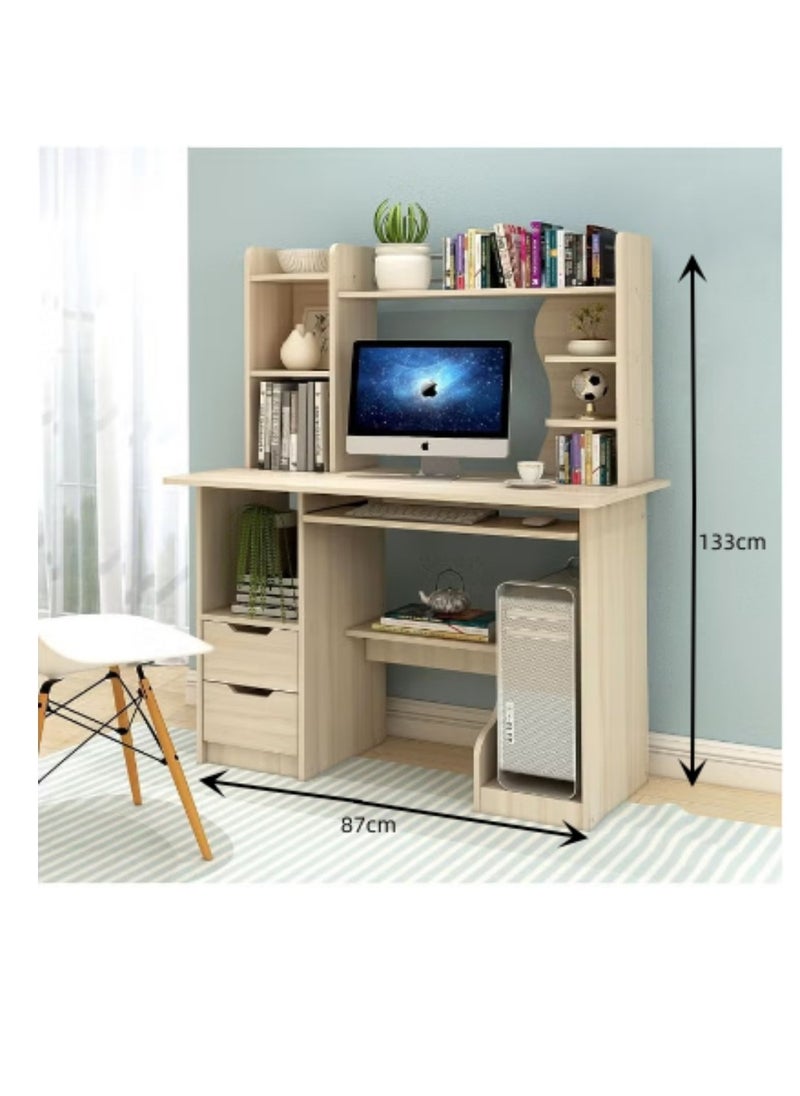 Computer Desk 43.3" Large Home Office Desk Computer Table, Modern Study Table Writing Desk Workstation Laptop Table with Bookshelf and Tower Shelf for Home Office