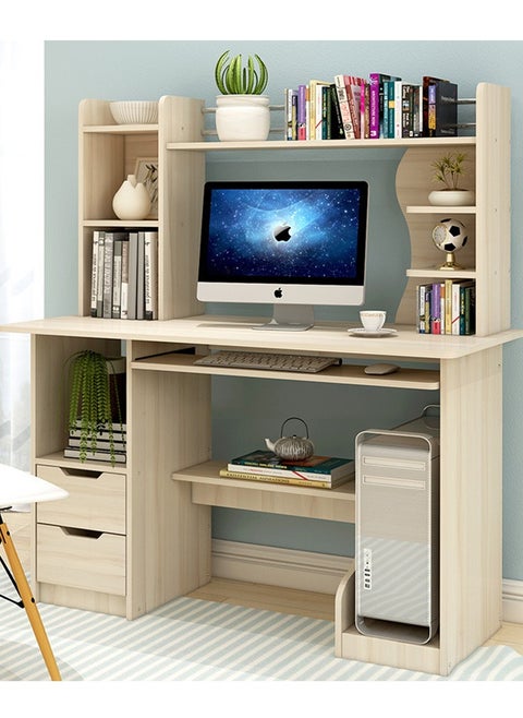 Computer Desk 43.3" Large Home Office Desk Computer Table, Modern Study Table Writing Desk Workstation Laptop Table with Bookshelf and Tower Shelf for Home Office