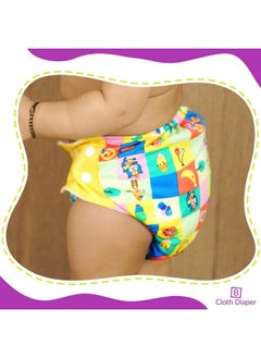 BEMBIKA Baby'S Polyester Washable Reusable Adjustable Cloth Diapers With 5 Layer Bamboo Charcoal Insert (Yellow Doodle)  - Image 5
