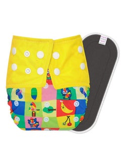 BEMBIKA Baby'S Polyester Washable Reusable Adjustable Cloth Diapers With 5 Layer Bamboo Charcoal Insert (Yellow Doodle)  - Image 2