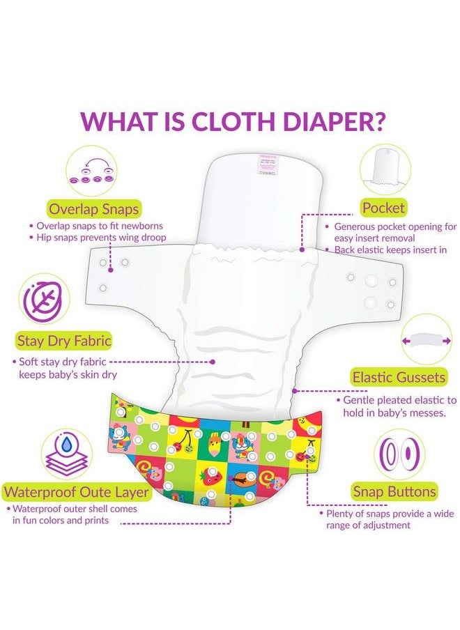 BEMBIKA - Baby'S Polyester Washable Reusable Adjustable Cloth Diapers With 5 Layer Bamboo Charcoal Insert (Yellow Doodle) - Image 1