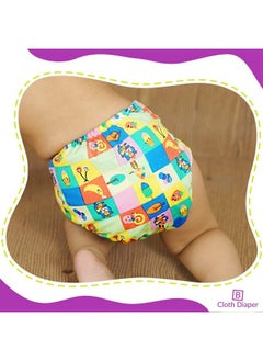 BEMBIKA Baby'S Polyester Washable Reusable Adjustable Cloth Diapers With 5 Layer Bamboo Charcoal Insert (Yellow Doodle)  - Image 4