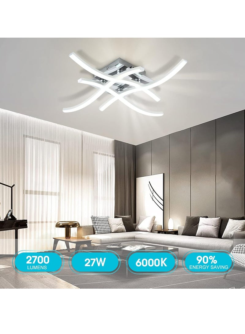 Comely LED Ceiling Light, Cool White, 4 Built-in LED Boards, Modern Curved Ceiling Light for Living Room, Bedroom - Image 3