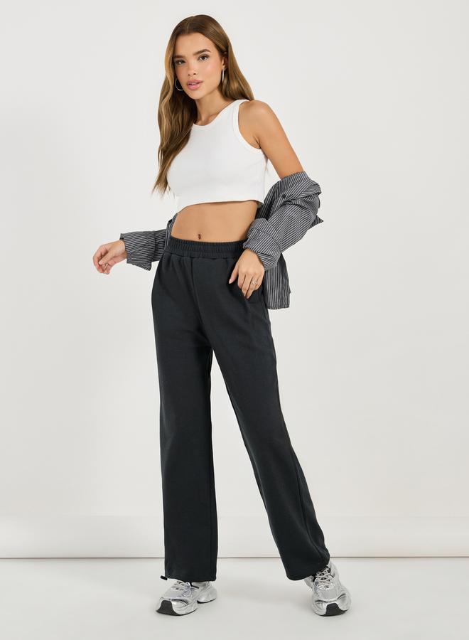 Styli Solid Wide Leg Joggers With Elasticated Waistband - Image 1