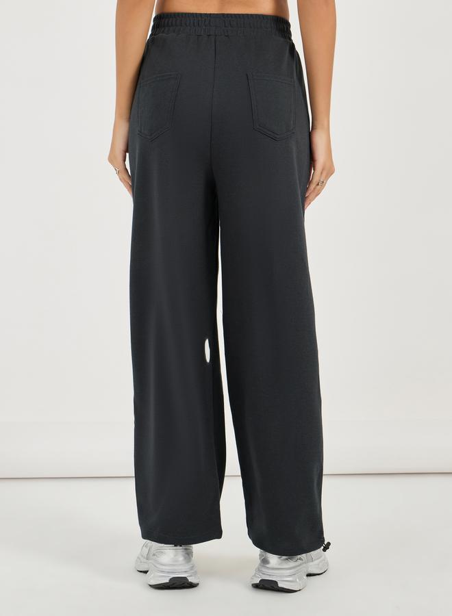 Styli Solid Wide Leg Joggers With Elasticated Waistband - Image 5