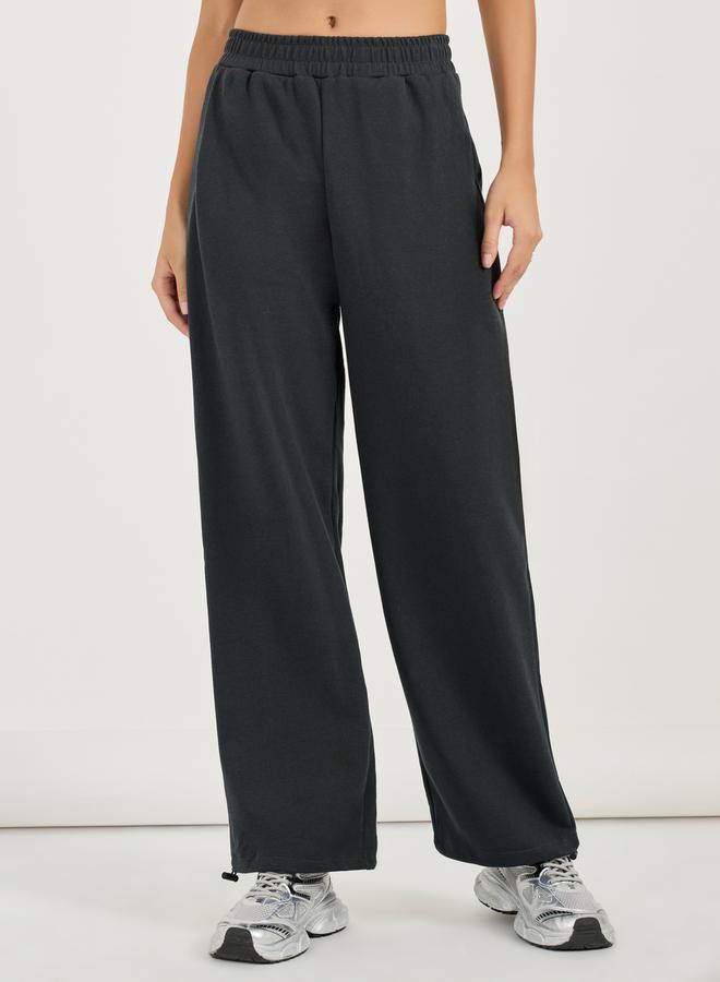 Styli Solid Wide Leg Joggers With Elasticated Waistband - Image 2