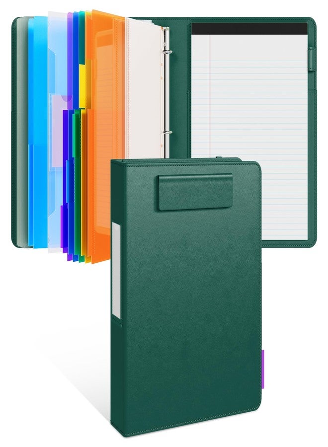 JoyCat 3 Ring Binder Clipboard with Storage,12.4"x10.2"Magnetic Clipboard Folder with 5 Expandable Folders,Refillable Lined Notepad (11" x 8.5"),Ideal for School Office Nursing(Dark Green) - Image 1