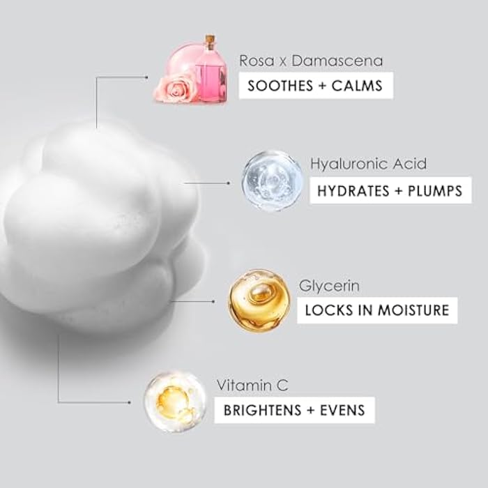 BIOCHEM Bulgarian Rose Foaming Face Wash, 3-in-1 Cleanser Mousse with Rose Oil, Vitamin C & Hyaluronic Acid, Hydrating Gentle Daily Cleanser for All Skin Types, Cruelty-Free (5.75 fl oz / 170 mL) - Image 3