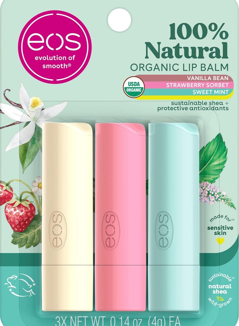 EOS 100% Natural & Organic Lip Balm Trio 0.14 oz, 3-Pack - Image 1
