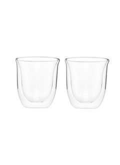 De'Longhi Delonghi 190ml 2pcs Cappuccino Thermal Glass Cup Sets Clear White  - Image 1