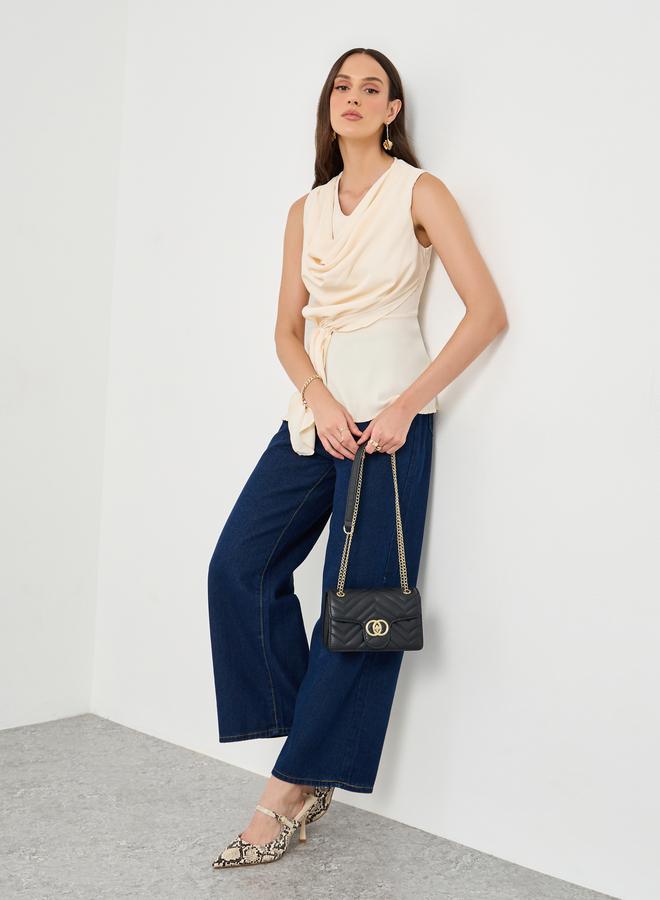 Styli Off White Shawl Drape Sleeveless Top - Image 2