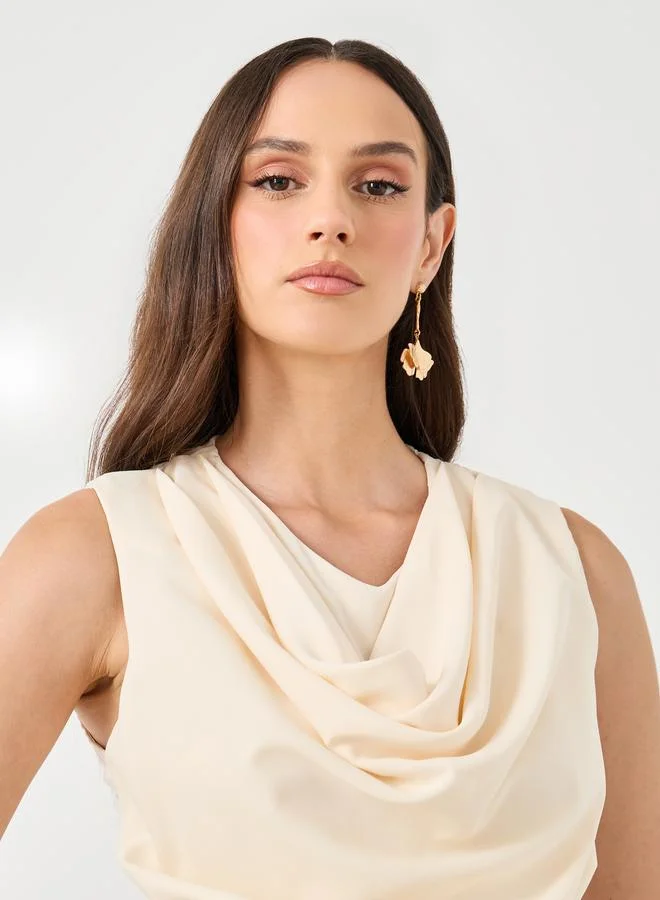 Styli Styli Off White Shawl Drape Sleeveless Top