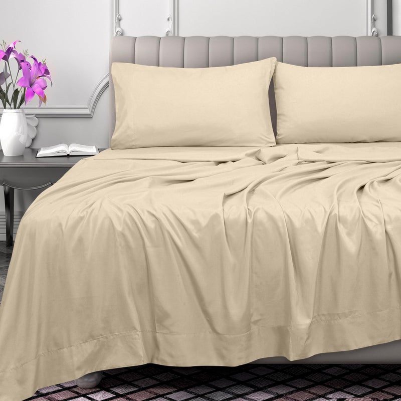 Royale Linens 300 Thread Count 100 ٪ undered costton sport apple - super super - super - ورقة مسطحة كوين تباع بشكل منفصل - ورقة مسطحة رائعة واضحة فقط (كريم كوين) - Image 2