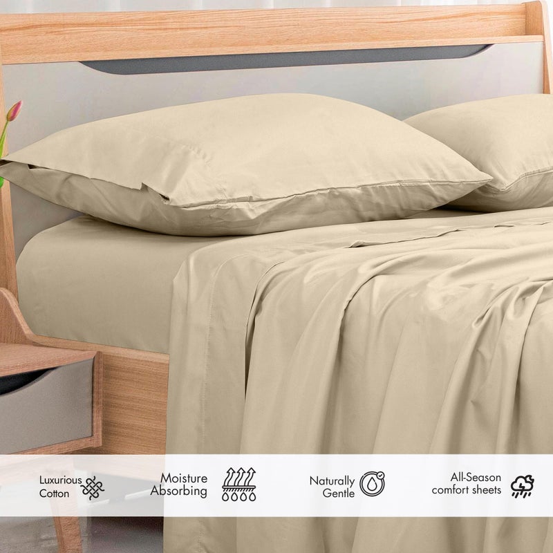 Royale Linens 300 Thread Count 100 ٪ undered costton sport apple - super super - super - ورقة مسطحة كوين تباع بشكل منفصل - ورقة مسطحة رائعة واضحة فقط (كريم كوين) - Image 3