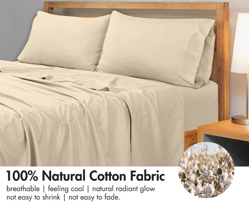 Royale Linens 300 Thread Count 100 ٪ undered costton sport apple - super super - super - ورقة مسطحة كوين تباع بشكل منفصل - ورقة مسطحة رائعة واضحة فقط (كريم كوين) - Image 4