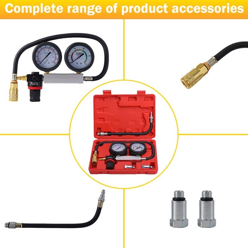 Yonligonju TU-21Cylinder Leak Down Tester Kit, Automotive Engine Compression Leakage Test Kit for Cars Trucks Motorcycles - Image 4