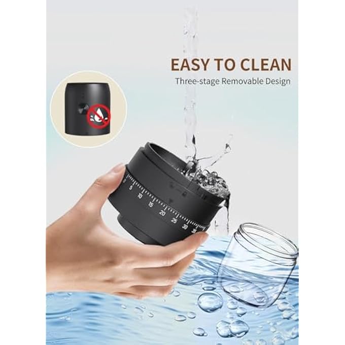 DOSCHER Portable V60 Burr Coffee Grinder With 40 Adjustable Settings  35G Capacity 1800Mah Rechargeable Coffee Bean Grinder With Conical Ceramic Burr For Travel Camping Office Espresso Etc - Image 5