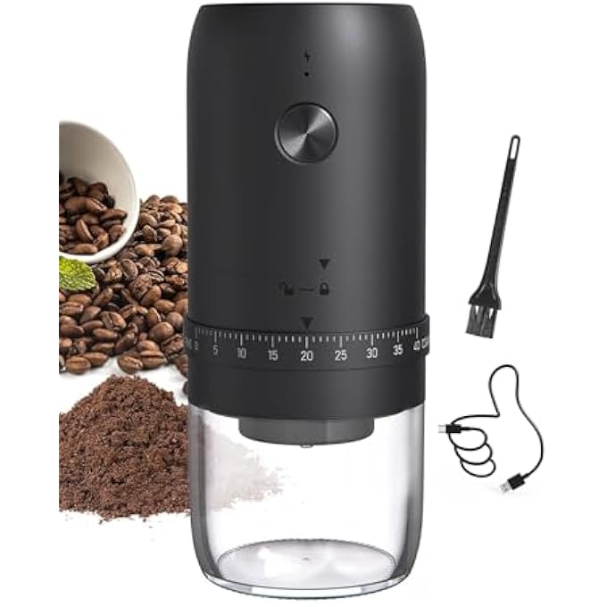 DOSCHER Portable V60 Burr Coffee Grinder With 40 Adjustable Settings  35G Capacity 1800Mah Rechargeable Coffee Bean Grinder With Conical Ceramic Burr For Travel Camping Office Espresso Etc - Image 1