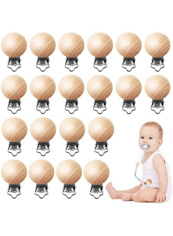Greneric 24 Pieces Natural Beech Wood Pacifier Clips Teething Grasping Toy Suspender Clips Charm DIY Pacifier Clips Holder Accessories - Image 1