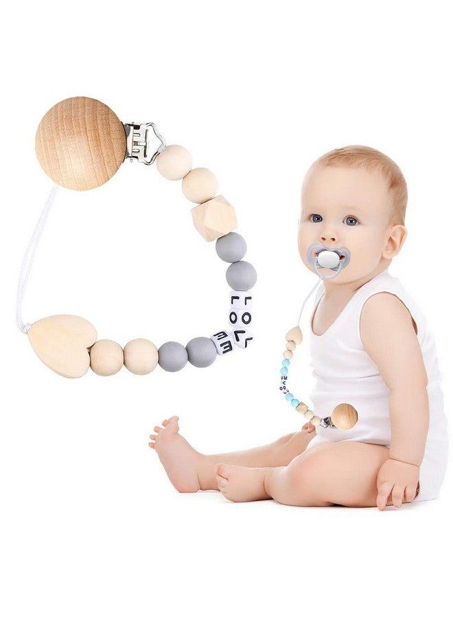 Greneric 24 Pieces Natural Beech Wood Pacifier Clips Teething Grasping Toy Suspender Clips Charm DIY Pacifier Clips Holder Accessories - Image 5