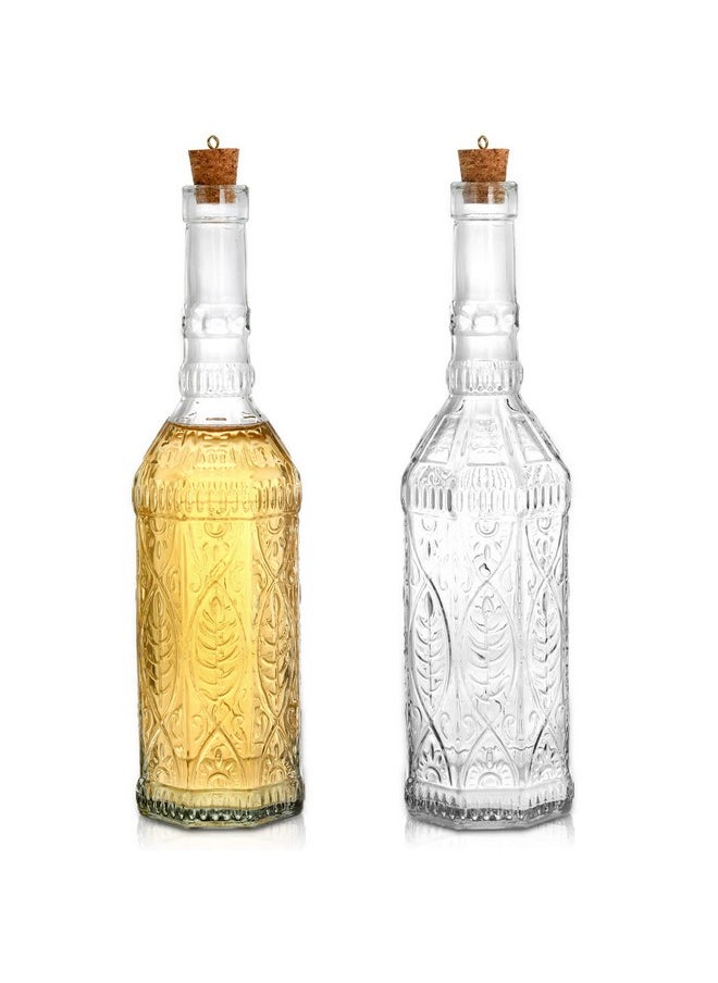 Frcctre Frcctre 2 Pack Vintage Glass Bottles with Cork, 24 Oz Decorative Glass Bottles, Large Wine Oil Vineger Bottles, Decorative Glass Vases Apothecary Glass Bottles Flower Glass Bud Vases  - Image 1