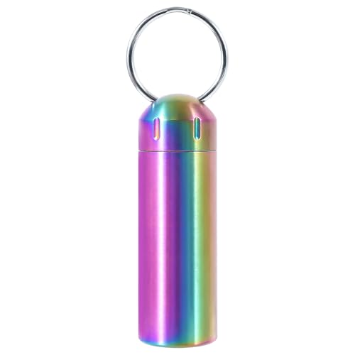 VTAR 100% Waterproof Stainless Steel Pill Case - Leakproof Single Compartment Pill Organizer, Portable Travel Keychain Pill Box for Purse Pocket (Small Pill Container) - Image 1