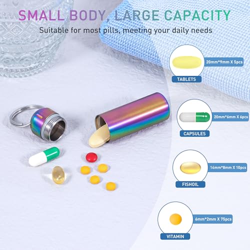 VTAR 100% Waterproof Stainless Steel Pill Case - Leakproof Single Compartment Pill Organizer, Portable Travel Keychain Pill Box for Purse Pocket (Small Pill Container) - Image 5