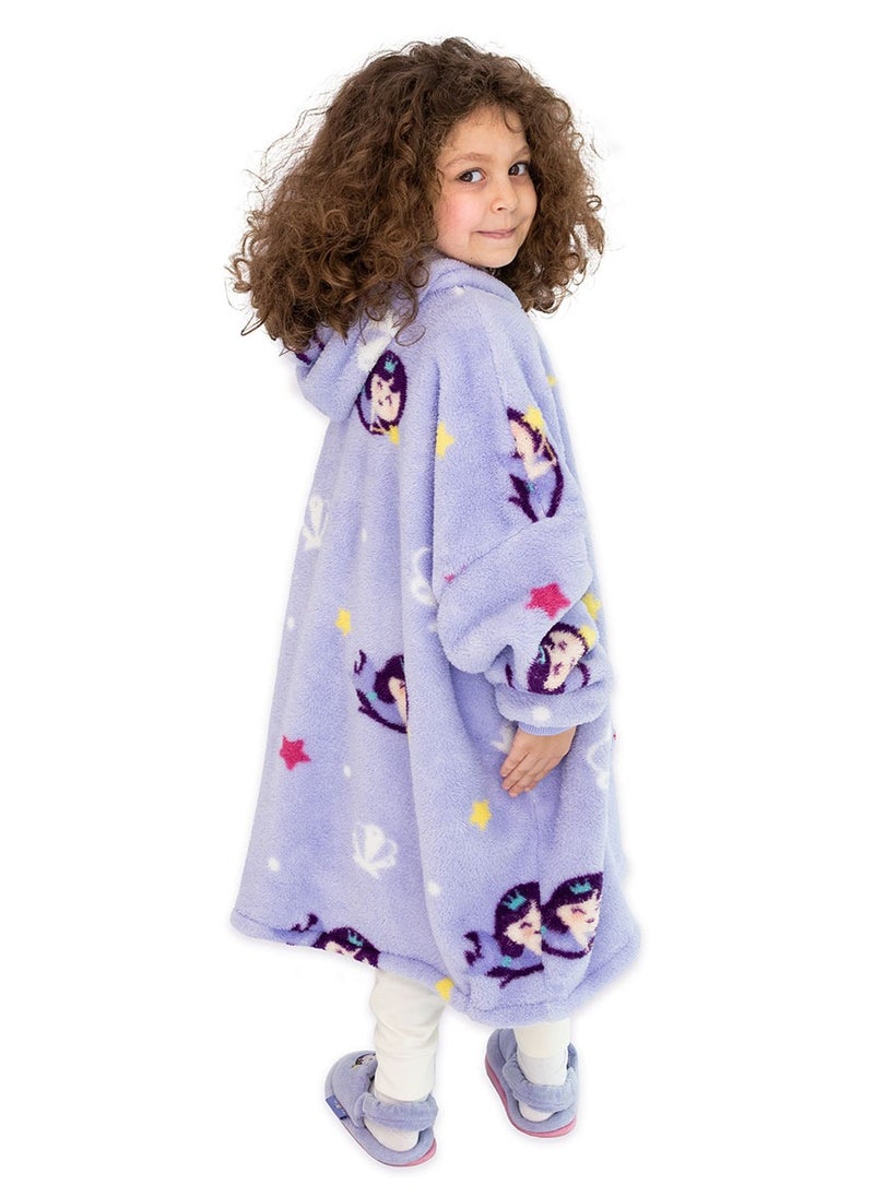 Milk & Moo - Little Mermaid Wearable Hooded Blanket with Pouch Purple - Image 1