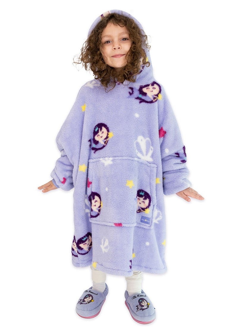 Milk & Moo - Little Mermaid Wearable Hooded Blanket with Pouch Purple - Image 1