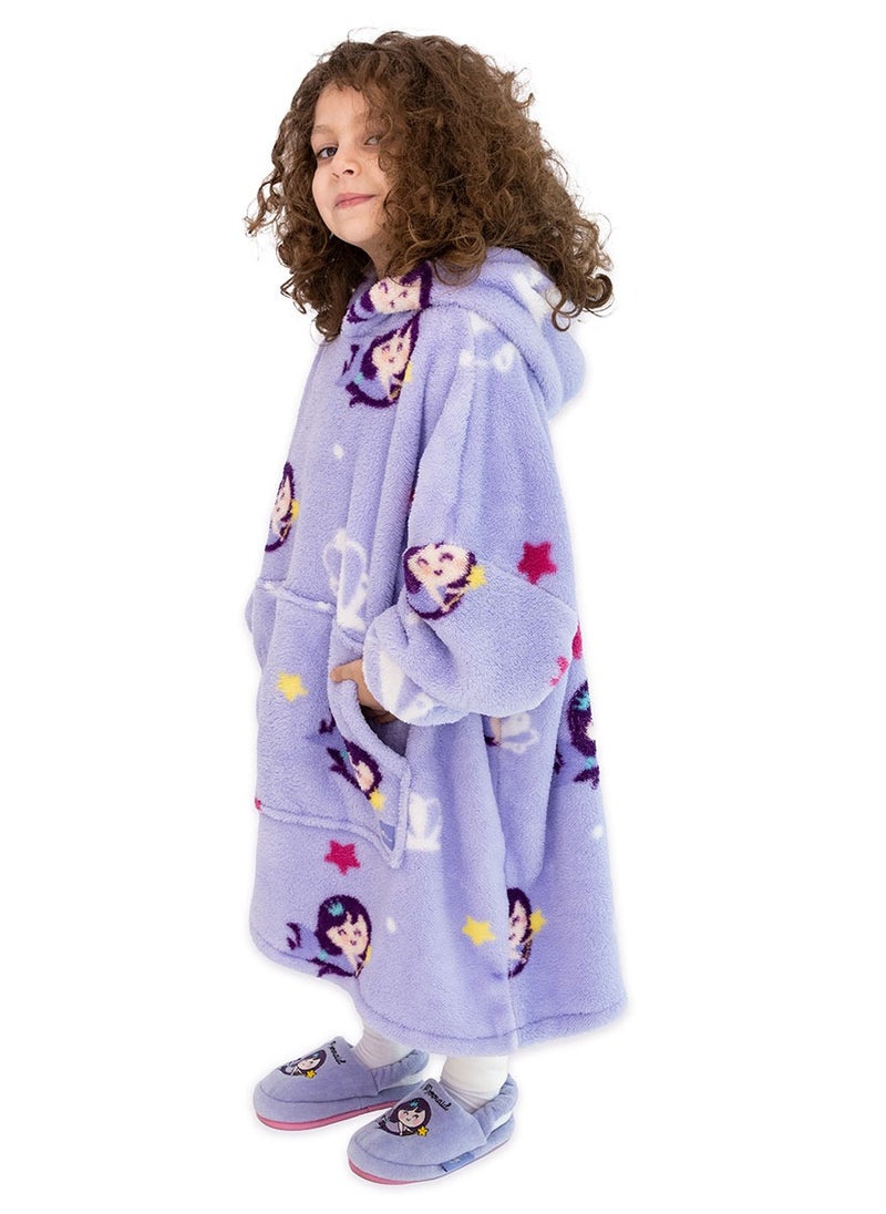 Milk & Moo - Little Mermaid Wearable Hooded Blanket with Pouch Purple - Image 1
