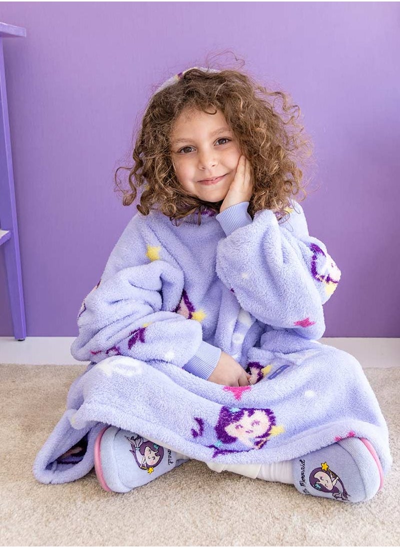 Milk & Moo - Little Mermaid Wearable Hooded Blanket with Pouch Purple - Image 1