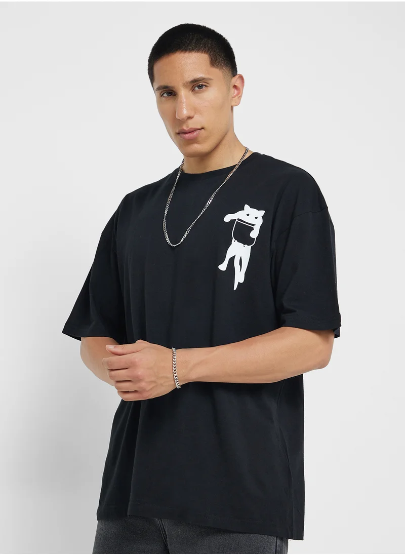 سفنتي فايف Oversized Crew Neck T-Shirt