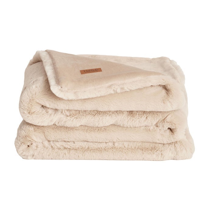 MARSHMALLOW FAUX FUR BLANKET HEAVY WEIGHT EXTRA SOFT BLANKET MADE FROM RECYCLED MATERIALS MACHINE WASHABLE MEDIUM 60 X 80 BEIGE BEAR