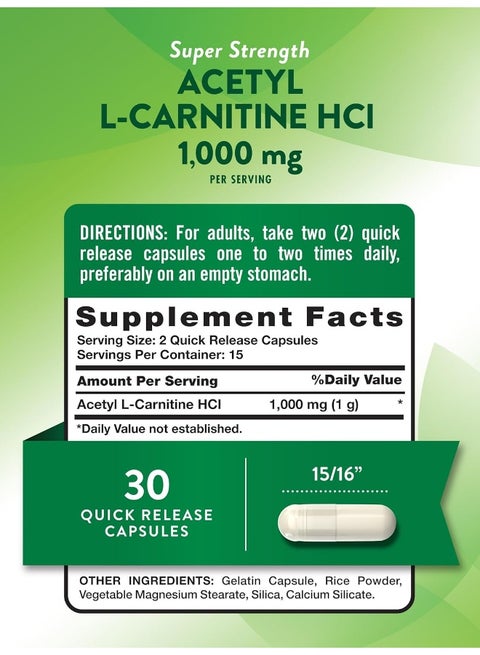 acetil l carnitina para el cerebro Acetil L Carnitina (ALCAR) 500mg - 100 cápsulas