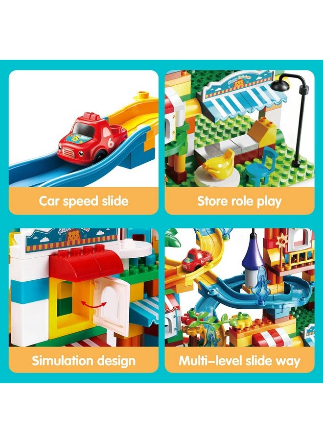 Remoking REMOKING Building Blocks Marble Run, Educational Compatible Blocks Models with 4 Cars, Learning Car Track Contruction Toys Set, Great Gifts for Kids 3 Years and up（213Pcs）  - Image 5
