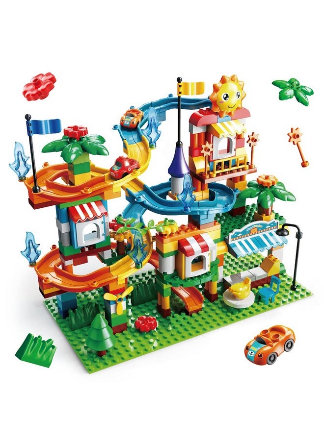 Remoking REMOKING Building Blocks Marble Run, Educational Compatible Blocks Models with 4 Cars, Learning Car Track Contruction Toys Set, Great Gifts for Kids 3 Years and up（213Pcs）  - Image 1