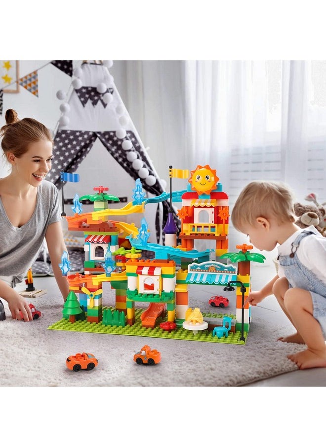 Remoking REMOKING Building Blocks Marble Run, Educational Compatible Blocks Models with 4 Cars, Learning Car Track Contruction Toys Set, Great Gifts for Kids 3 Years and up（213Pcs）  - Image 3