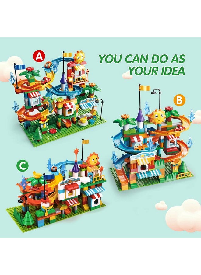 Remoking REMOKING Building Blocks Marble Run, Educational Compatible Blocks Models with 4 Cars, Learning Car Track Contruction Toys Set, Great Gifts for Kids 3 Years and up（213Pcs）  - Image 4