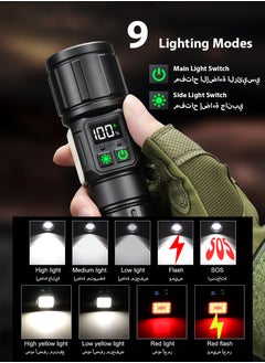 DPTER Flashlight for Camping | 9 Modes High Lumens Waterproof and Shockproof Torch Light | 1500 Meters Zoomable 30W LED Camping Accessory | 5000mAh Rechargeable Battery for Up to 10-Hour Usage | Magnetic Base with COB Side Light for Multiple Use Cases  - Image 2