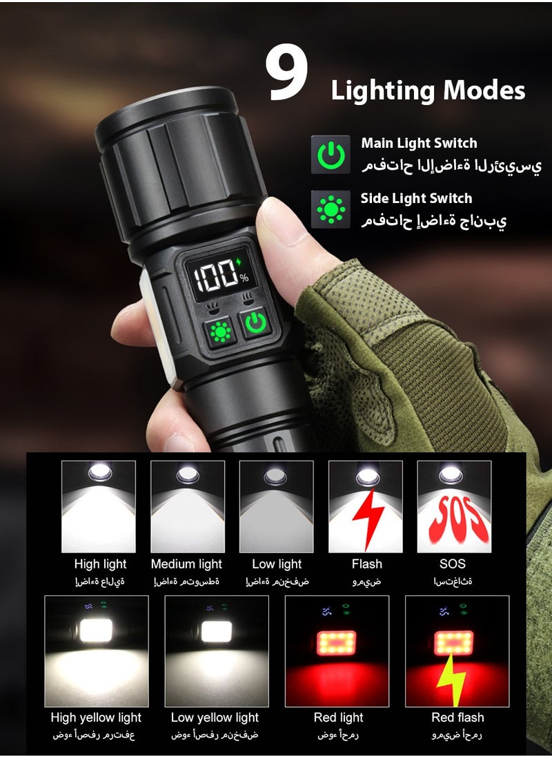 DPTER - Flashlight for Camping | 9 Modes High Lumens Waterproof and Shockproof Torch Light | 1500 Meters Zoomable 30W LED Camping Accessory | 5000mAh Rechargeable Battery for Up to 10-Hour Usage | Magnetic Base with COB Side Light for Multiple Use Cases - Image 1