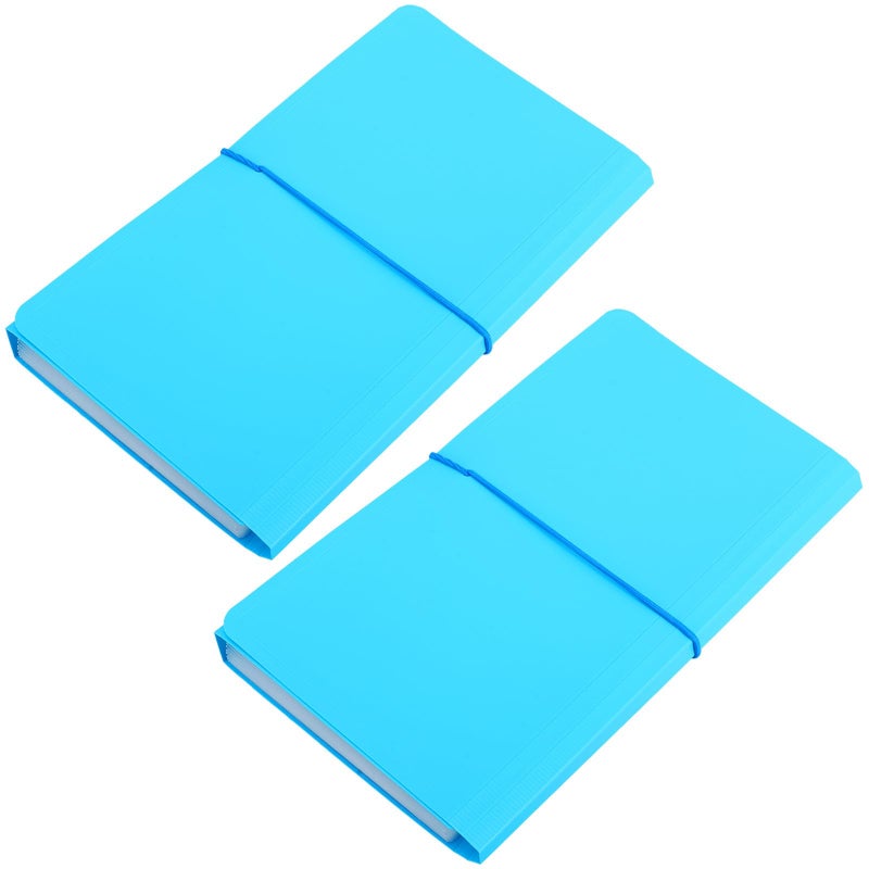 B5 Expanding File Folder Organizer 13 Compartments Portable For Receipts Tickets Light Blue - Image 2
