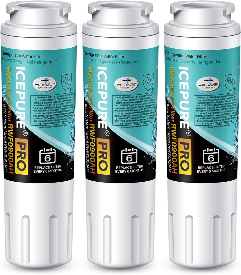 ICEPURE PRO UKF8001 NSF/ANSI 53&42 Certified Replacement Everydrop EDR4RXD1, Filter 4, Maytag UKF8001AXX UKF8001P, Whirlpool 4396395 WF-UKF8001 FMM-2 MPF15090 SGF-M9 Refrigerator Water Filter 3PACK - Image 1