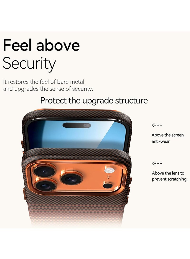 Adando Ultra-Slim Magnetic Case for iPhone 17 Pro Max, Business Men Slim Magnetic Anti Fall Cover Compatible with MagSafe, Aramid Fiber Textures Design Thin & Light Cover with a Caseless Feel (Brown) - Image 2