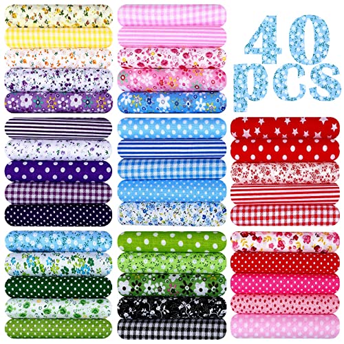 Tatuo 40 Pcs 20 x 20 Inch Cotton Fabric Bundles Fat Quarter Quilting Patchwork Multicolor Animals Tree Flower Printed Precut Square Fabric Sheet for Sewing Crafting DIY Crafts Cloths Handmade Accessory - Image 1