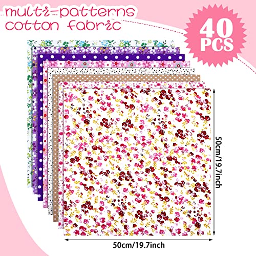 Tatuo 40 Pcs 20 x 20 Inch Cotton Fabric Bundles Fat Quarter Quilting Patchwork Multicolor Animals Tree Flower Printed Precut Square Fabric Sheet for Sewing Crafting DIY Crafts Cloths Handmade Accessory - Image 3