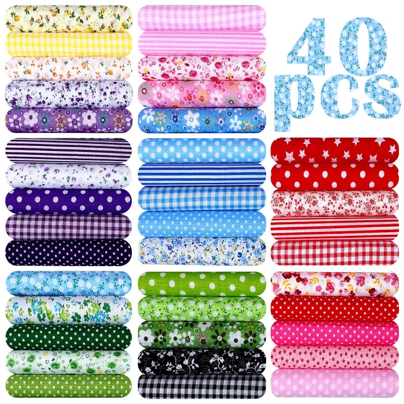 Tatuo 40 Pcs 20 x 20 Inch Cotton Fabric Bundles Fat Quarter Quilting Patchwork Multicolor Animals Tree Flower Printed Precut Square Fabric Sheet for Sewing Crafting DIY Crafts Cloths Handmade Accessory - Image 2