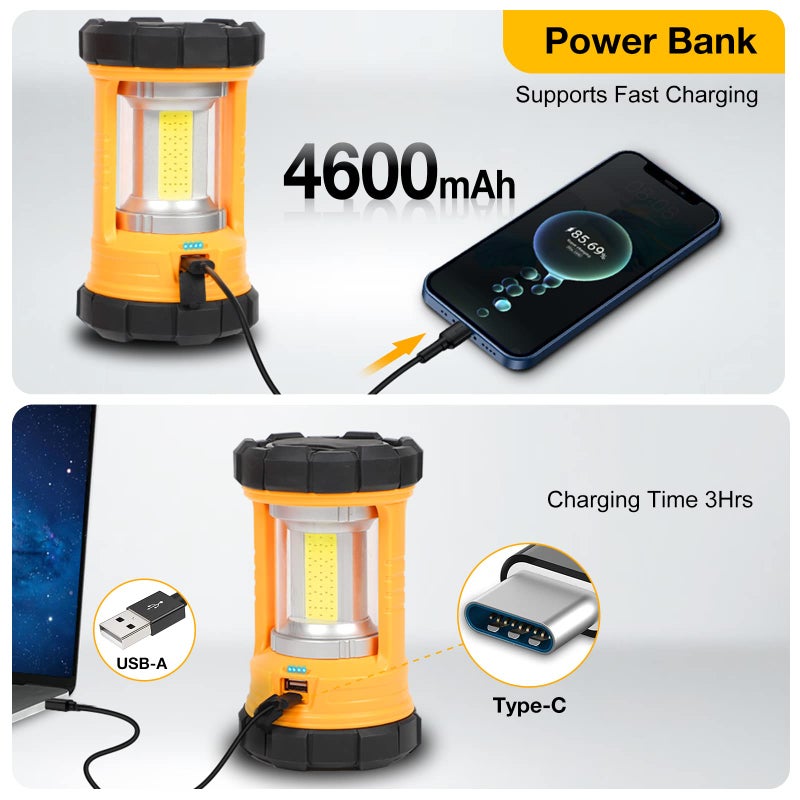 CT CAPETRONIX فوانيس التخييم CT CAPETRONIX، ضوء تخييم ساطع 3200LM، فوانيس LED قابلة لإعادة الشحن بسعة 4600mAh لانقطاع التيار الكهربائي، 5 أوضاع إضاءة لمصباح التخييم للصيد/الأعاصير/الطوارئ، مستلزمات التخييم الضرورية - Image 4