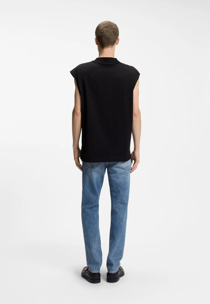 HUGO Sleeveless T-shirt in cotton jersey with logo patch