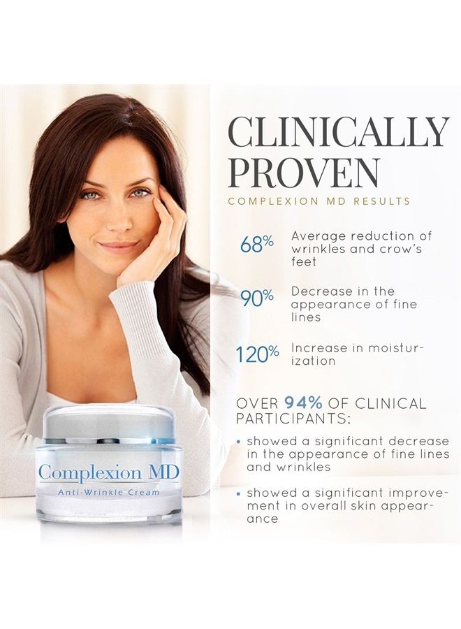 complexion md Advanced Anti-Wrinkle Cream – Clinically Tested Multi-Peptide with Hyaluronic Acid – Face Moisturizer for Skin care – Hypoallergenic for All Skin Types – 1 Ounce - Image 3
